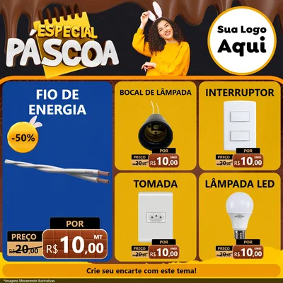 Modelo de Rede Social para Feed Facebook com o tema Especial Páscoa para Materiais Elétricos