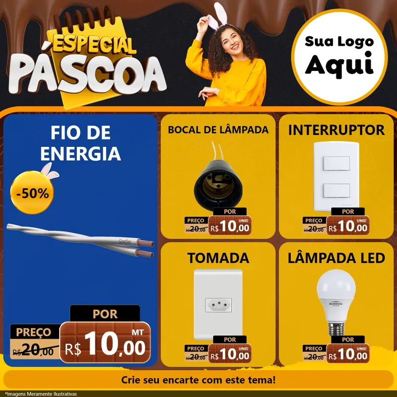 Modelo de Rede Social para Feed Facebook com o tema Especial Páscoa para Materiais Elétricos