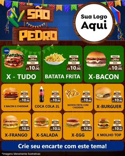 Modelo de Rede Social para Feed Instagram com o tema São Pedro para Hamburgueria