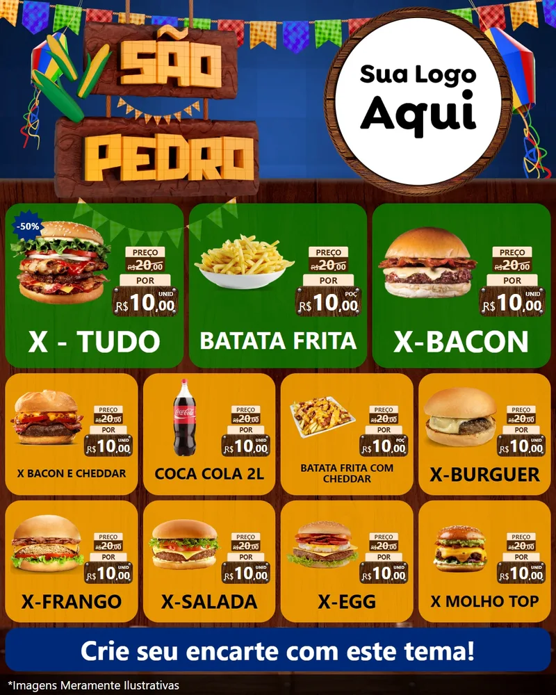 Modelo de Rede Social para Feed Instagram com o tema São Pedro para Hamburgueria