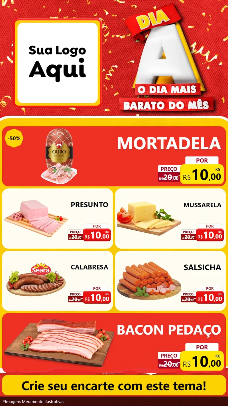 Modelo de TV para TV Vertical com o tema Dia A o Dia Mais Barato do Mês para Frios e Laticínios