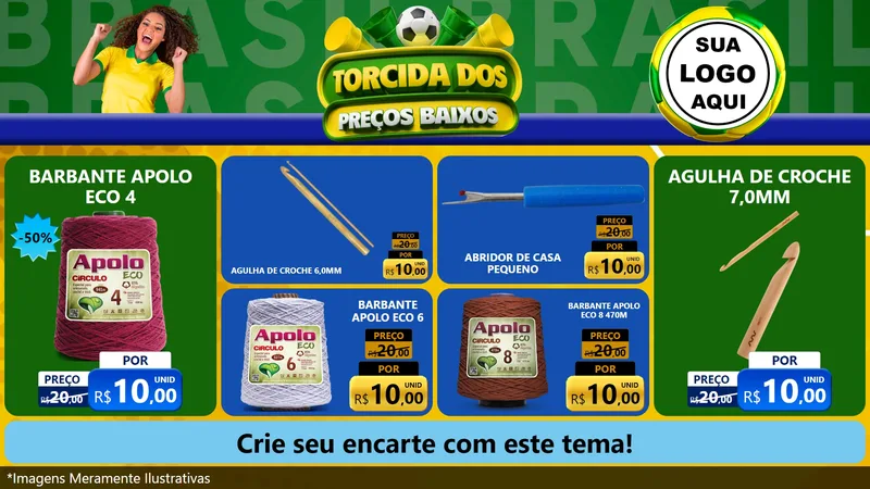 Modelo de TV para TV Horizontal com o tema Torcida dos Preços Baixos para Armarinho e Aviamentos