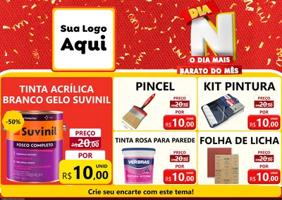 Modelo de Encarte para Encarte A4 Horizontal com o tema Dia N o Dia Mais Barato do Mês para Tintas e Ferramentas