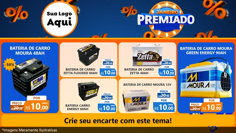 Modelo de TV para TV Horizontal com o tema Janeiro Premiado para Baterias Elétricas