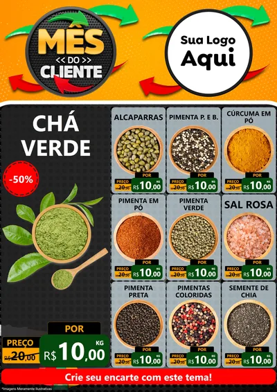 Modelo de Encarte para Encarte A4 Vertical com o tema Mês do Cliente para Produtos Naturais