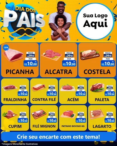 Modelo de Rede Social para Feed Instagram com o tema Dia dos Pais para Açougue