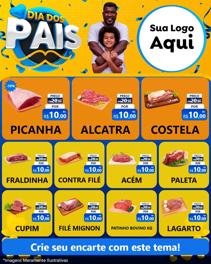 Modelo de Rede Social para Feed Instagram com o tema Dia dos Pais para Açougue
