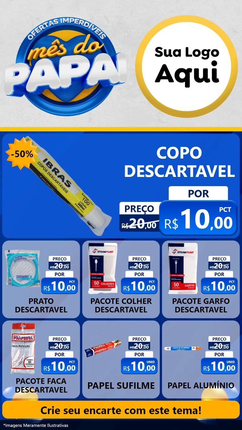Modelo de Rede Social para Stories com o tema Ofertas Imperdíveis Mês Do Papai para Embalagens