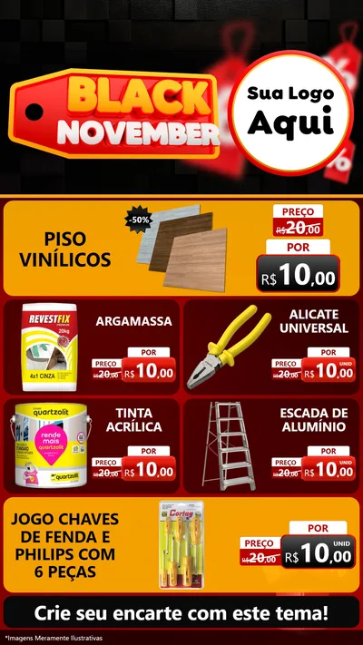 Modelo de TV para TV Vertical com o tema Black November para Material para Construção
