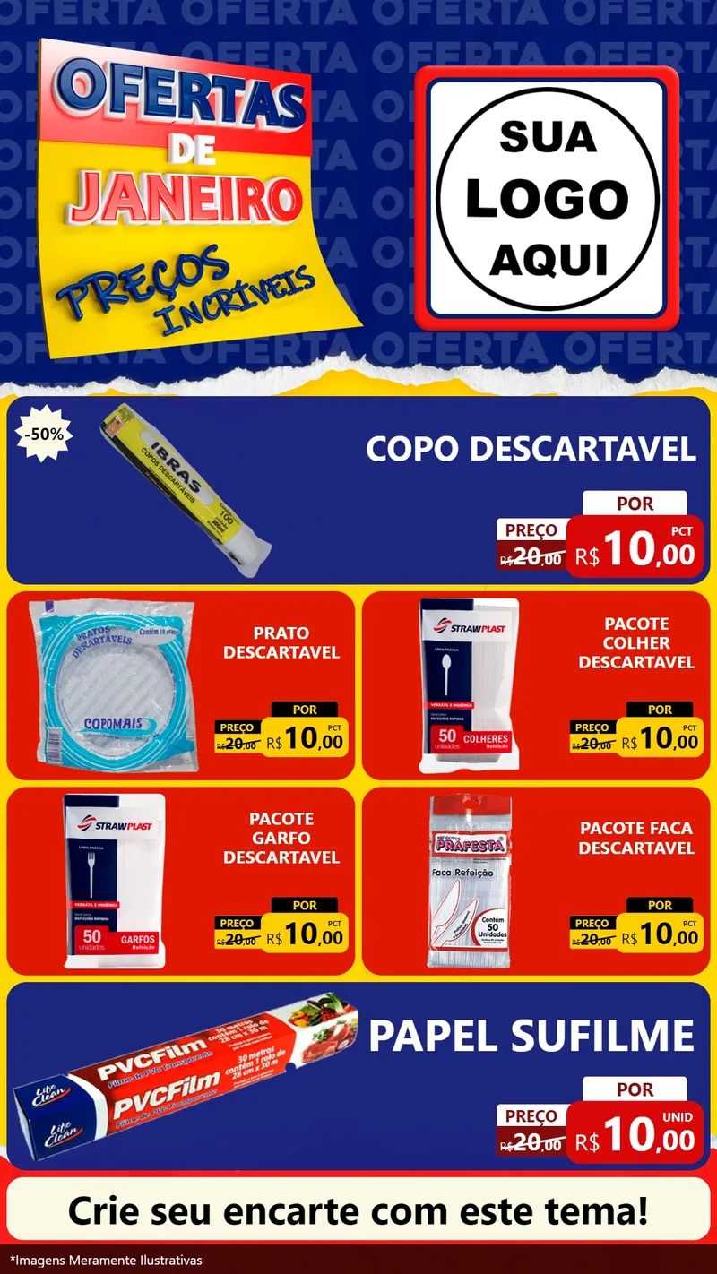 Modelo de TV para TV Vertical com o tema Ofertas de Janeiro - Preços Incríveis para Embalagens