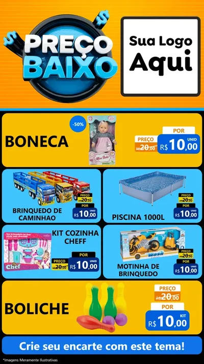 Modelo de TV para TV Vertical com o tema Preço Baixo para Brinquedos