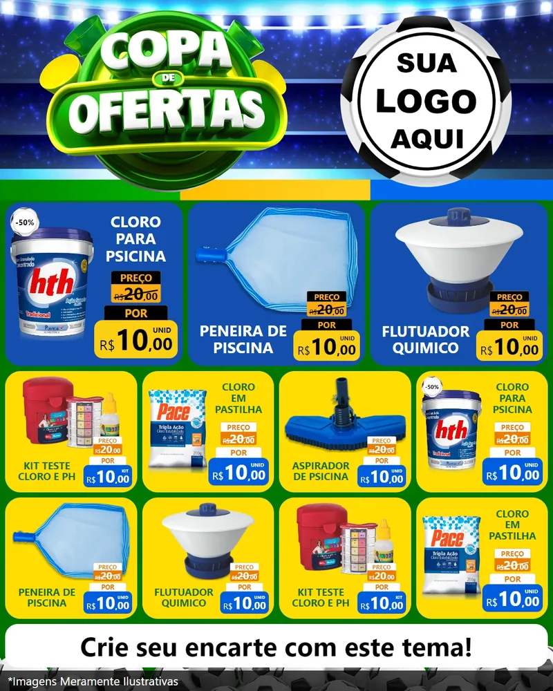 Modelo de Rede Social para Feed Instagram com o tema Copa de Ofertas para Produtos para Piscina