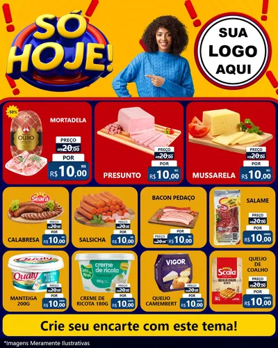 Modelo de Rede Social para Feed Instagram com o tema Só Hoje! para Frios e Laticínios