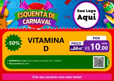 Modelo de Cartaz para Cartaz A4 Horizontal com o tema Esquenta de Carnaval para Farmácia