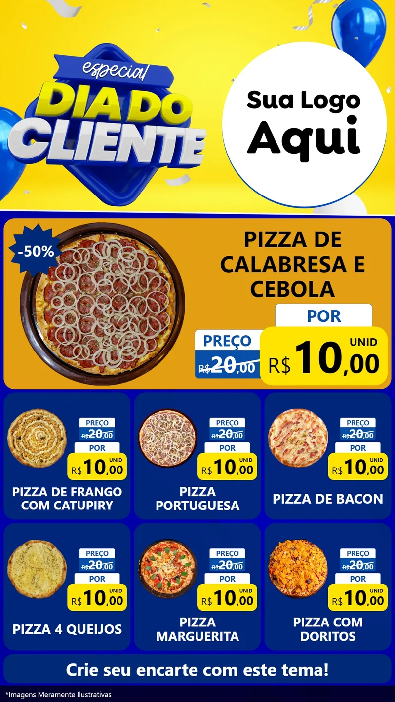 Modelo de Rede Social para Stories com o tema Especial Dia do Cliente para Pizzaria
