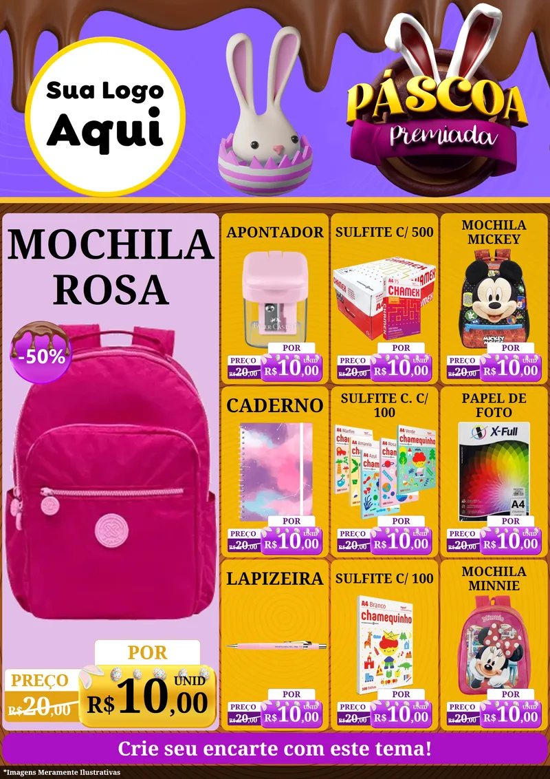 Modelo de Encarte para Encarte A4 Vertical com o tema Páscoa Premiada para Papelaria