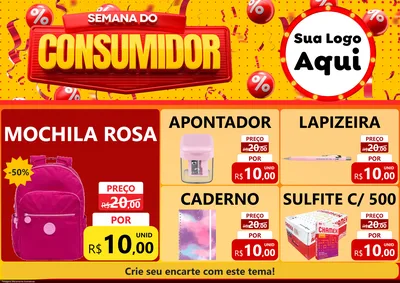 Modelo de Encarte para Encarte A4 Horizontal com o tema Semana do Consumidor para Papelaria