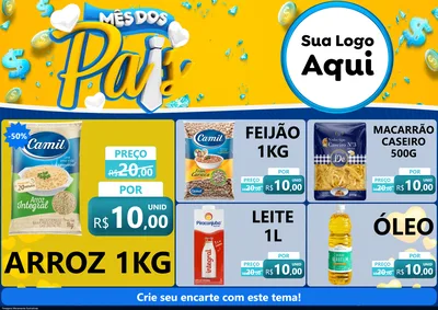 Modelo de Encarte para Encarte A4 Horizontal com o tema Mês dos Pais para Supermercado