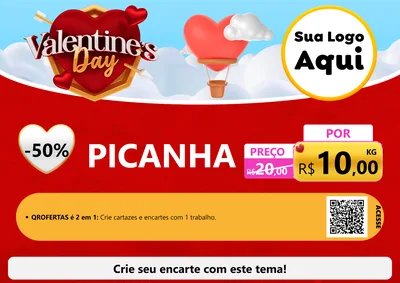 Modelo de Cartaz para Cartaz A4 Horizontal com o tema Valentine's Day para Açougue