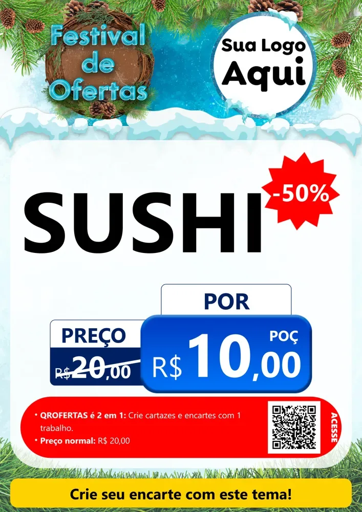 Modelo de Cartaz para Cartaz A4 Vertical com o tema Festival de Ofertas - Inverno para Comida japonesa