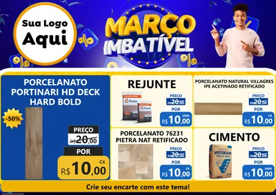Modelo de Encarte para Encarte A4 Horizontal com o tema Março Imbatível para Pisos e revestimentos