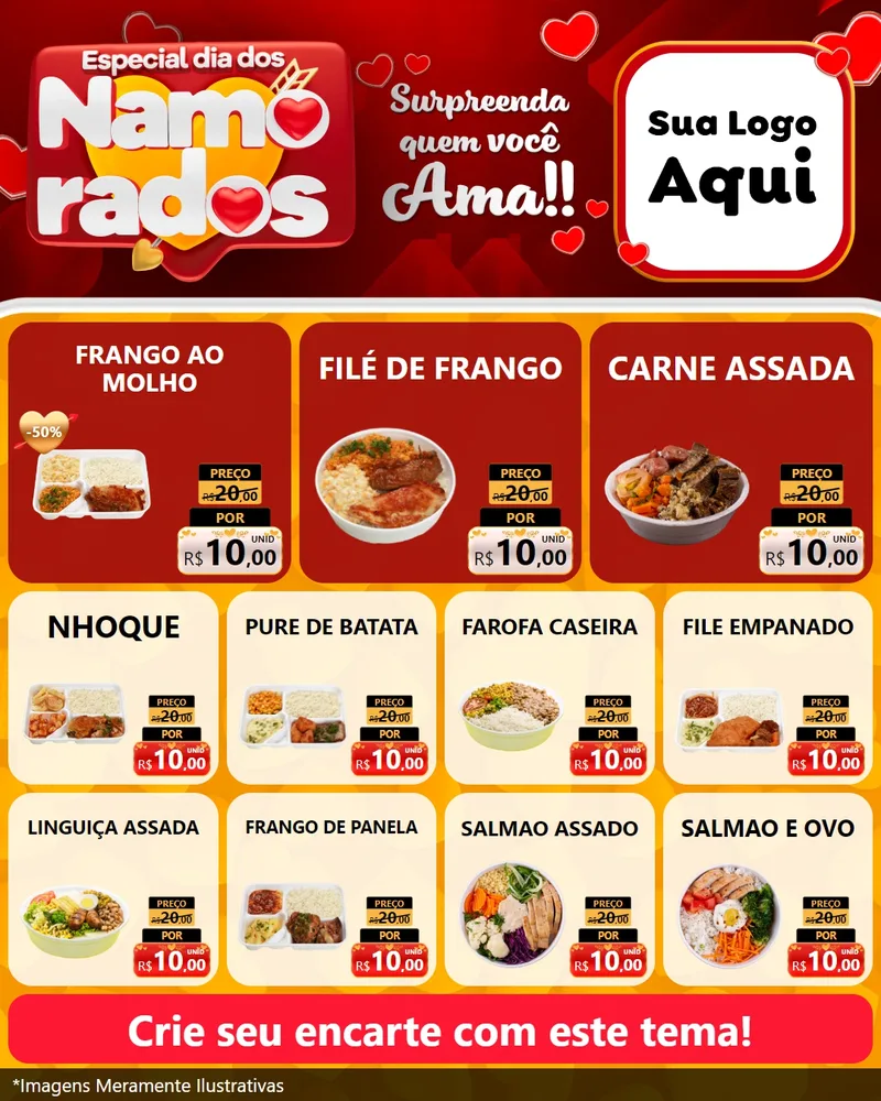 Modelo de Rede Social para Feed Instagram com o tema Especial Dia dos Namorados para Restaurante