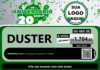 Modelo de Cartaz para Cartaz A4 Horizontal com o tema Promoção de Aniversário - 20 Anos para Concessionaria de Carros