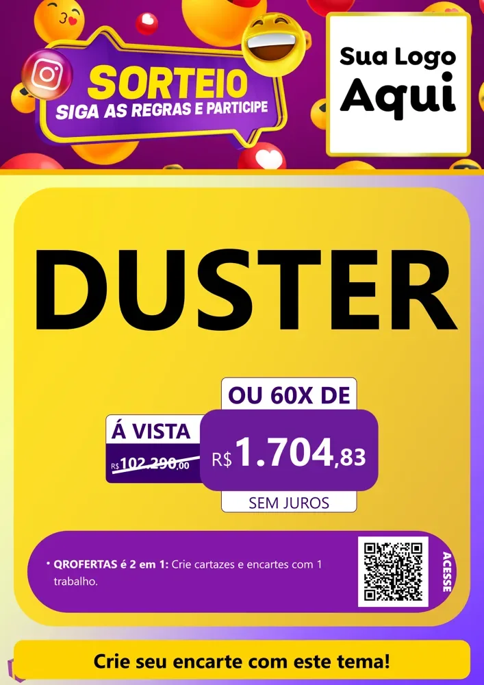 Modelo de Cartaz para Cartaz A4 Vertical com o tema Sorteio para Concessionaria de Carros