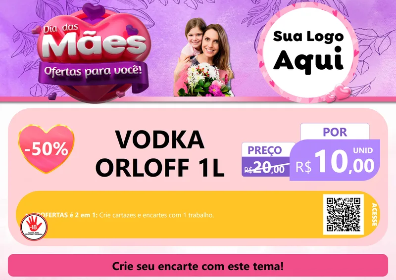Modelo de Cartaz para Cartaz A4 Horizontal com o tema Dia das Mães Ofertas para Você! para Distribuidora de bebidas