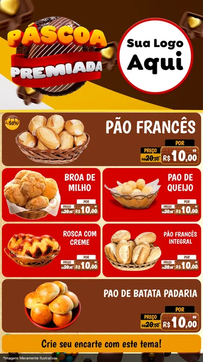 Modelo de TV para TV Vertical com o tema Páscoa Premiada para Padaria