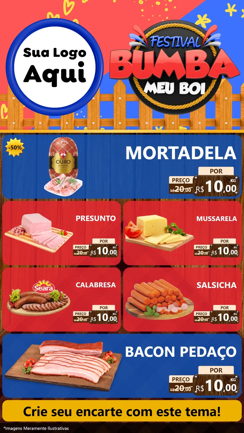 Modelo de TV para TV Vertical com o tema Festival Bumba Meu Boi para Frios e Laticínios