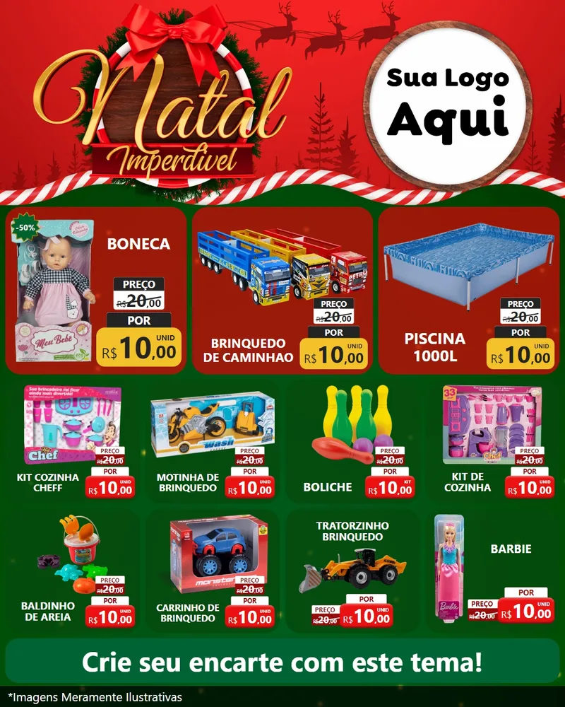 Modelo de Rede Social para Feed Instagram com o tema Natal Imperdível para Brinquedos