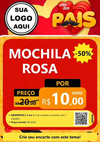 Modelo de Cartaz para Cartaz A4 Vertical com o tema Mês Dos Pais para Papelaria