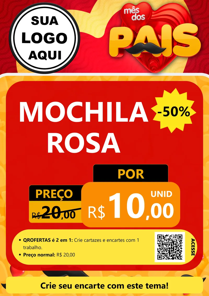 Modelo de Cartaz para Cartaz A4 Vertical com o tema Mês Dos Pais para Papelaria