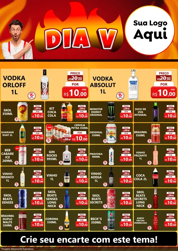 Modelo de Encarte para Encarte A4 Vertical com o tema Dia V para Distribuidora de bebidas