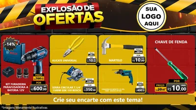 Modelo de TV para TV Horizontal com o tema Explosão de Ofertas para Maquinas e Ferramentas