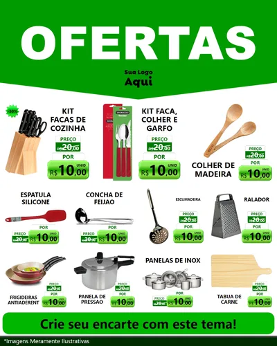 Modelo de Rede Social para Feed Instagram com o tema Ofertas Verde Cartaz para Utilidades Domésticas