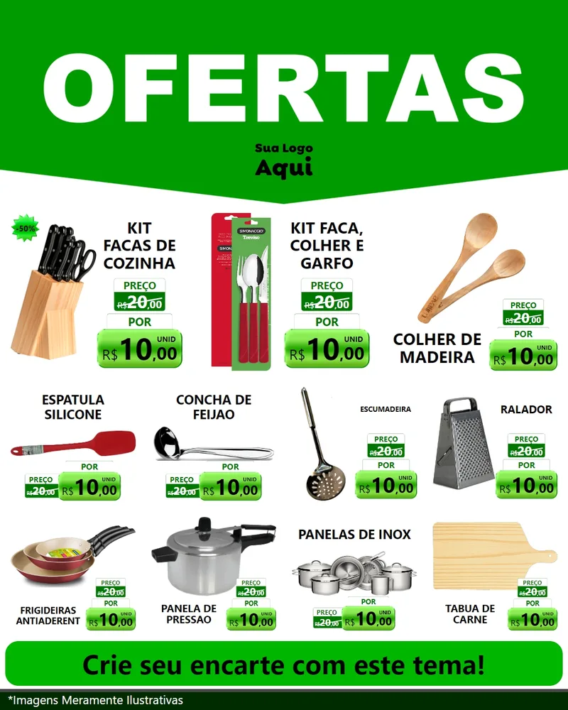 Modelo de Rede Social para Feed Instagram com o tema Ofertas Verde Cartaz para Utilidades Domésticas