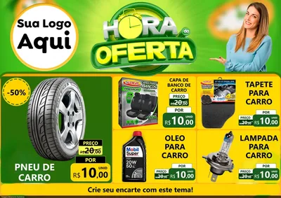 Modelo de Encarte para Encarte A4 Horizontal com o tema Hora da Oferta para Auto peças