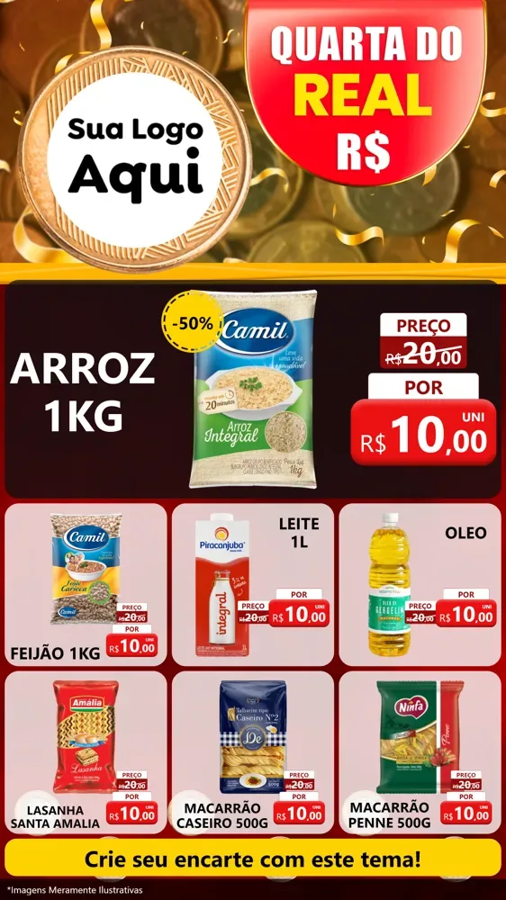 Modelo de Rede Social para Stories com o tema Quarta do Real para Supermercado