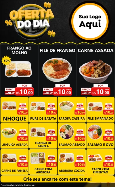 Modelo de Encarte para Encarte Grande com o tema Oferta Do Dia para Restaurante