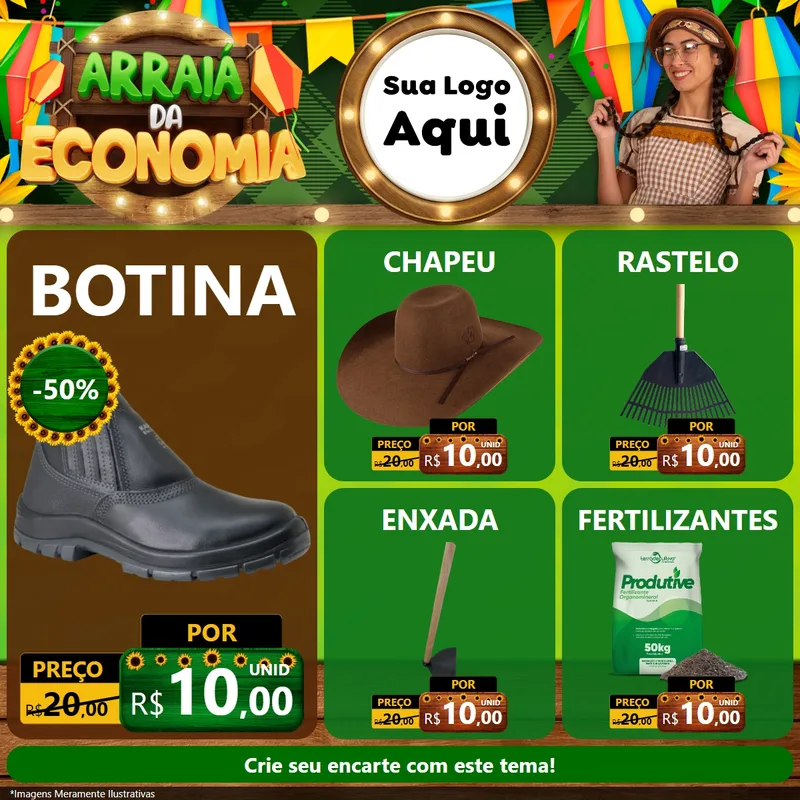 Modelo de Rede Social para Feed Facebook com o tema Arraiá de Economia para Agropecuária