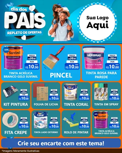 Modelo de Rede Social para Feed Instagram com o tema Dia Dos Pais Repleto de Ofertas para Tintas e Ferramentas