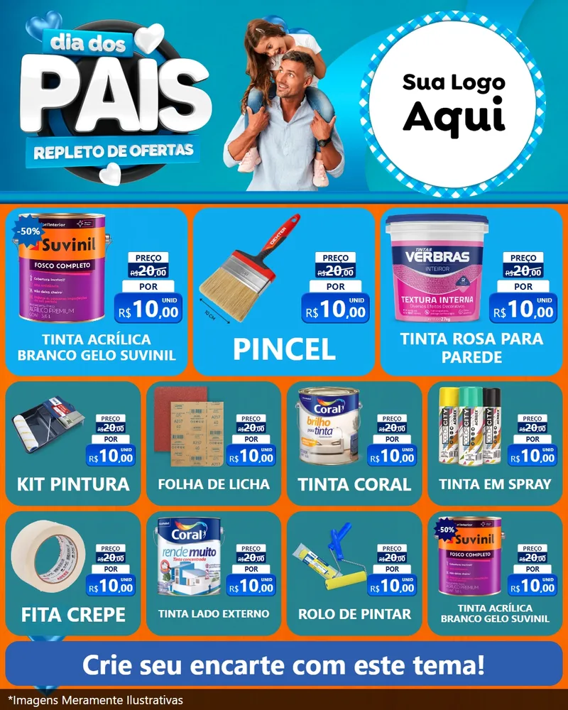 Modelo de Rede Social para Feed Instagram com o tema Dia Dos Pais Repleto de Ofertas para Tintas e Ferramentas