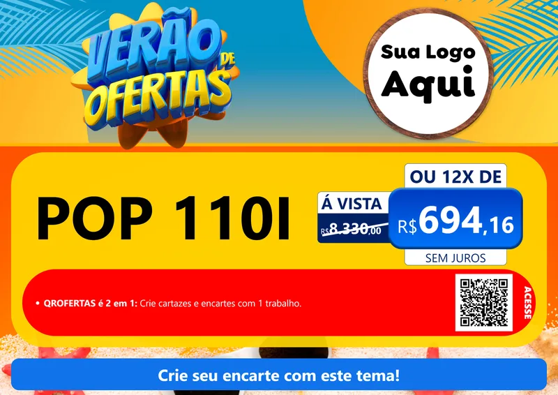 Modelo de Cartaz para Cartaz A4 Horizontal com o tema Verão de Ofertas para Concessionaria de Motos