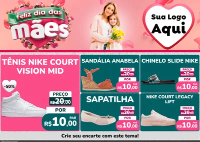 Modelo de Encarte para Encarte A4 Horizontal com o tema Feliz Dia das Mães para Calçados