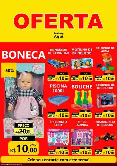 Modelo de Encarte para Encarte A4 Vertical com o tema OFERTA - Vermelho Cartaz para Brinquedos