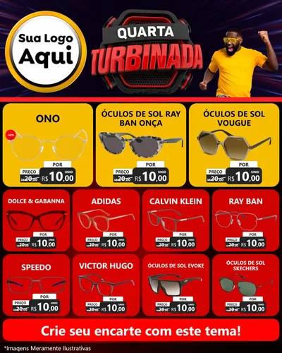 Modelo de Rede Social para Feed Instagram com o tema Quarta Turbinada para Óticas
