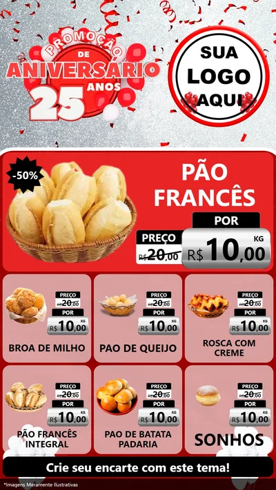 Modelo de Rede Social para Stories com o tema Promoção de Aniversário - 25Anos para Padaria