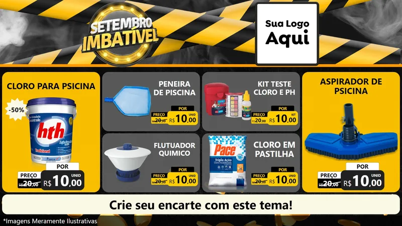 Modelo de TV para TV Horizontal com o tema Setembro Imbatível para Produtos para Piscina